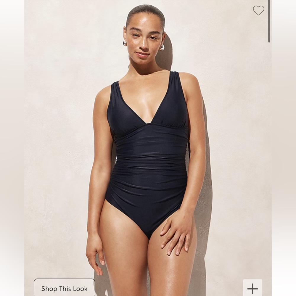 J Crew Ruched Navy Vneck One Piece